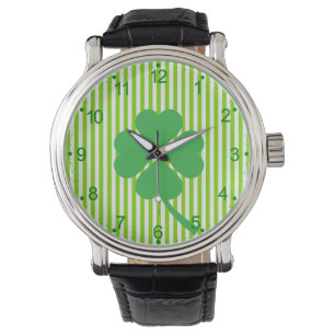 Relógio Lucky Four Shamrock Folha Design-87906