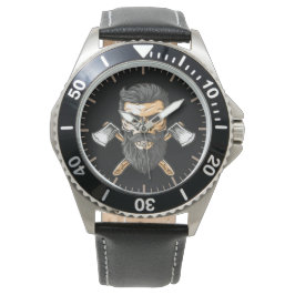 Relógio Lumberjack Barbudo Caveira Machados Cruzados