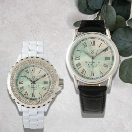 Relógio Luxo Aqua Mármore Pulseira de Couro Preta Masculin