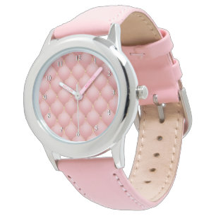 Relógio Luxo Blush Rosa Rosa Rosa Dourada Diamante Tufado 