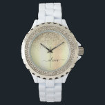 Relógio Luxo Moderno Glitter Dourado Feminino Monograma No<br><div class="desc">Relógio com Monograma de Metal Fosco Brilhante com Glitter Dourado Falso. Isso torna o presente perfeito para formatura,  aniversário,  casamento,  chá de noiva,  aniversário de casamento,  chá de bebê ou festa de despedida de solteira para alguém que ama luxo glamoroso e estilos chiques.</div>