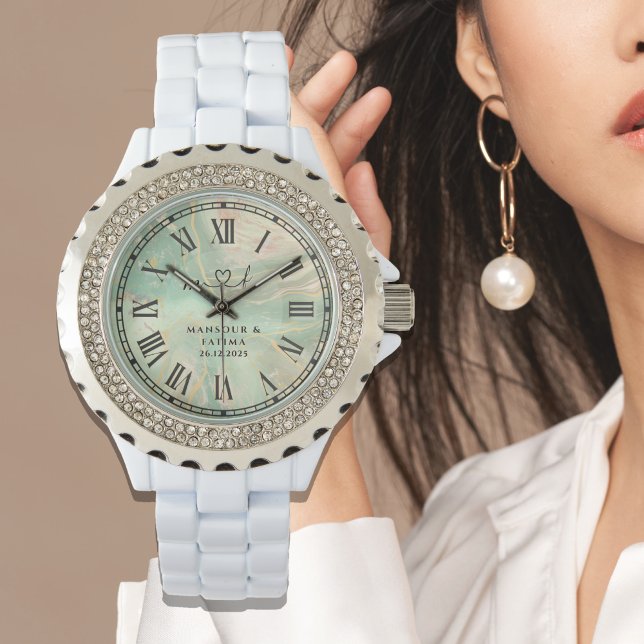 Relógio Luxury Aqua Marbled Rhinestone Watch for Women. (Criador carregado)