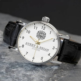 Relógio Luxury Floral Monogram Letters with Couple's Names