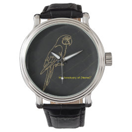 Relógio Luxury Gold Macaw Parrot Marble Wristwatch
