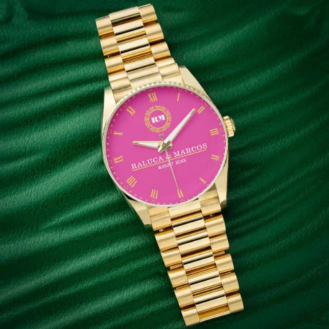 Relógio Luxury Gold Personalized Custom Roman Numeral Time (Criador carregado)
