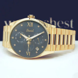 Relógio Luxury Gold Personalized with Name & Date