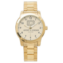 Relógio Luxury monogram cream couple names initials