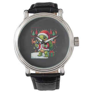 Relógio Luzes de Natal Tartaruga Papai Noel Feio Natal Tar