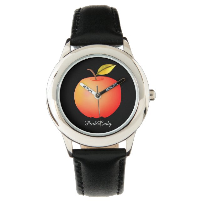 Relógio Maçã Pink Lady Fruta Romântica Simples Chic Femini (Frente)