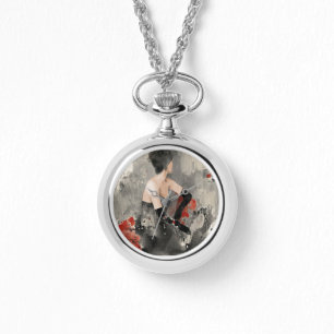 Relógio Maçã Selvagem Vintage Watercolor Mulher