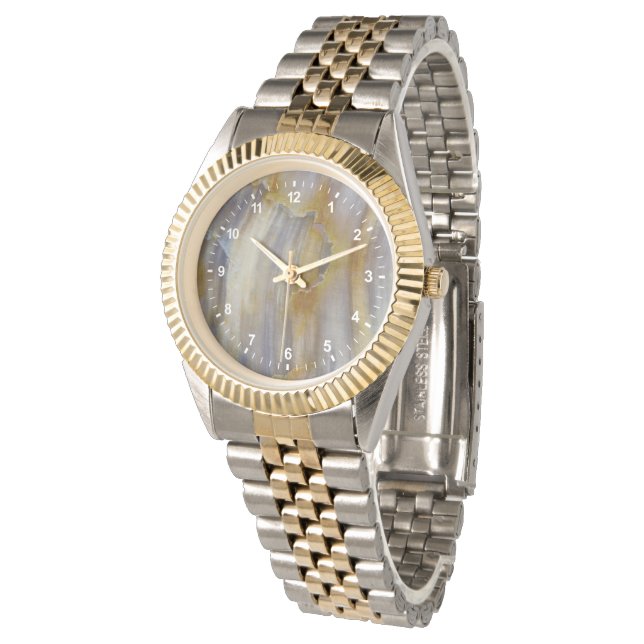 Relógio Madeira ondulada petrificada (Angular)