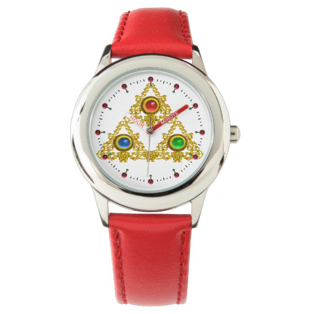 RELÓGIO MÁGICO ELFIC TALISMAN/DOURADO TRIÂNGULO COM GEMSTO (Frente)