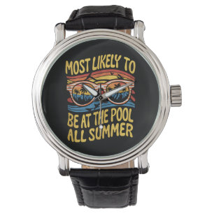 Relógio Mais Provável Estar na Piscina Todo Verão Groovy
