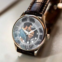 Relógio Make Your Own Elegant Modern Moon Phase Photo Gift