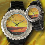 Relógio Malecon Sunset 2441<br><div class="desc">Ao pintar "Malecon Sunset 2441" Collection Women's Rhinestone Watch brilha com um rosto personalizável, você vai adorar brilhar no seu relógio pela vez. Personalize na página do produto ou clique no botão "Personalizar" para obter mais opções de design. Design criou da minha pintura "Malecon Sunset 2441" capturando um belo pôr...</div>