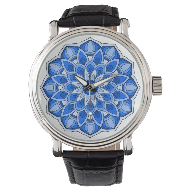 Relógio Mandala em azul (Frente)