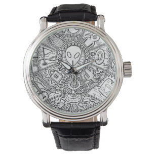 Relógio Mandala estrangeira preto e branco