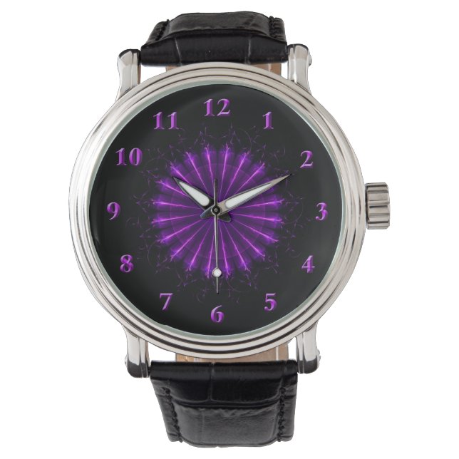 Relógio Mandala Fractal Roxo (42) eWatch (Frente)