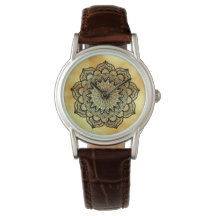 Mandala Preto em Fundo Dourado Suave