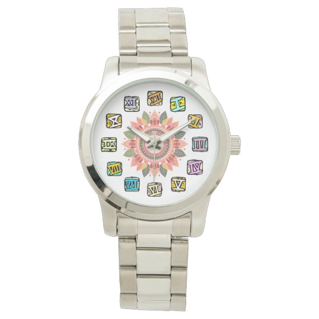 Relógio Mandala Whimsical Clockface Feminina (Frente)