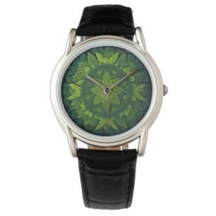 Relógio Mandalas vibrantes de folhagem da floresta
