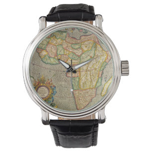 Relógio Mapa antigo de Mercator do Velho Mundo de África,
