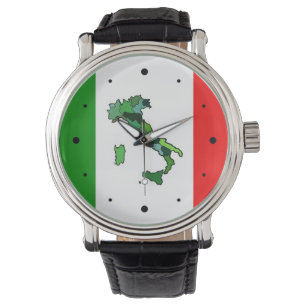 Relógio Mapa de Italia e da bandeira italiana