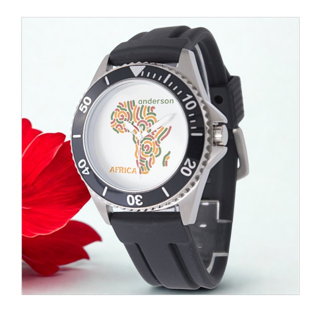 Relógio Mapa de Sinalizador Pan-Africano do Nome Personali (Modern custom name hand watch)