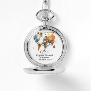 Relógio Mapa do mundo adicione seu nome texto localidade t