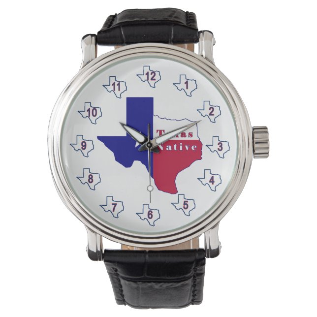 Relógio Mapa do Sinalizador Nativo do Texas (Frente)