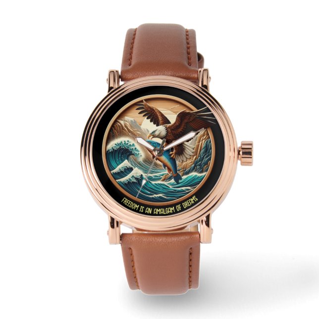 Relógio Maravilhosa águia descendo para pegar peixe (Frente)