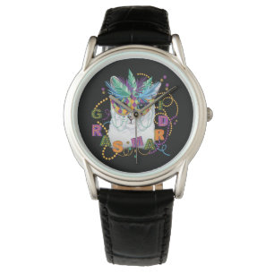 Relógio Mardi Gras Cat, Mardi Gras Engraçado