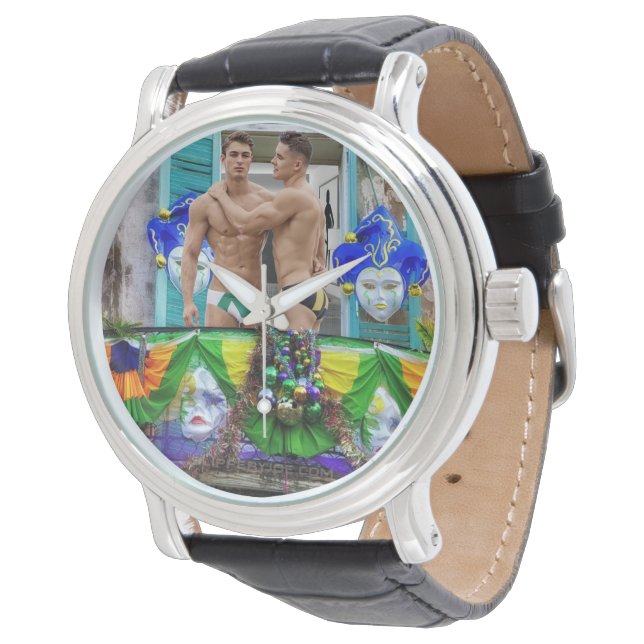 Relógio Mardi Gras de SlipperyJoe mascara decorações de mi (Angular)