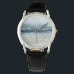 Relógio Mariner's Mist - Shoreline<br><div class="desc">Mariner's Mist I,  por Grace Popp. Possui uma margem com tons azuis e tonalidades e um céu escuro.</div>