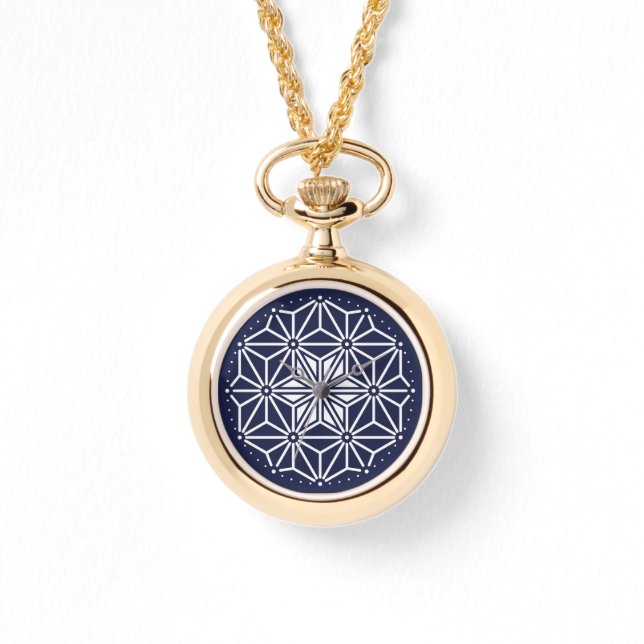 Relógio Marinho Oriental Branco Asanoha Estilo Japonês (Frente)