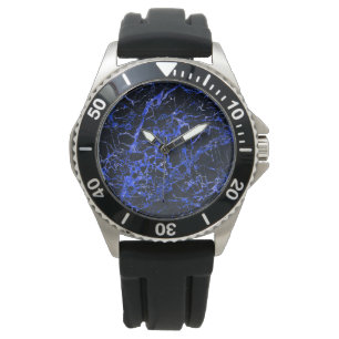 Relógio Mármore preto e azul,