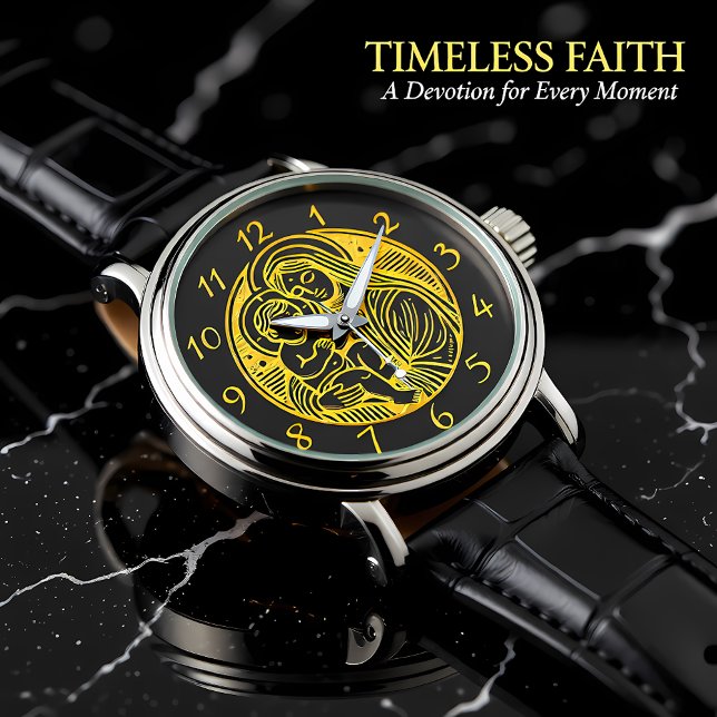 Relógio Mary Cradling A Criança Jesus Dourado (Criador carregado)