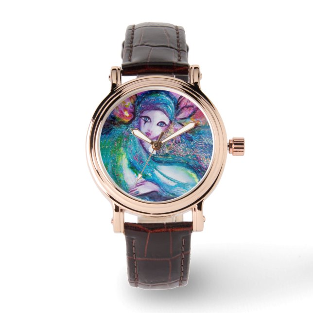 Relógio MÁSCARA EM AZUL - Mascarada Veneza (Frente)