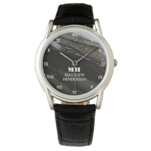 Relógio Masculina Moderna Elegante Negra Monograma Legal W