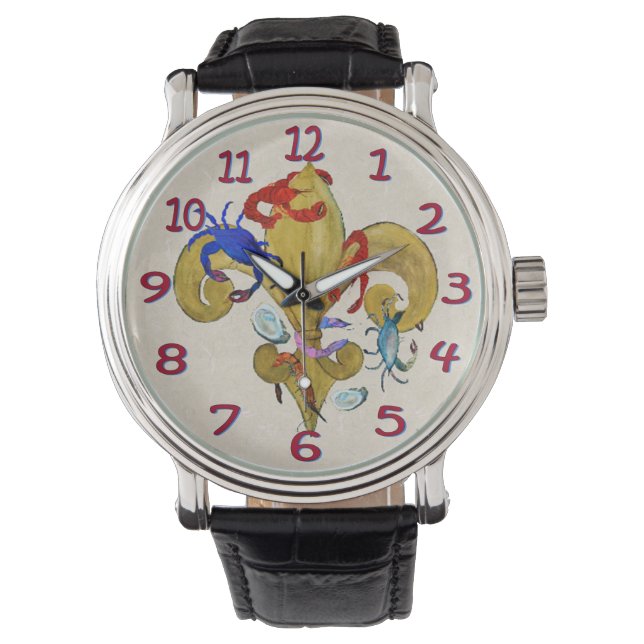 Relógio masculino Cajun fleur de lis (Frente)