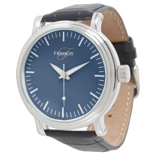 Relógio masculino com dial azul marinho e pulseira