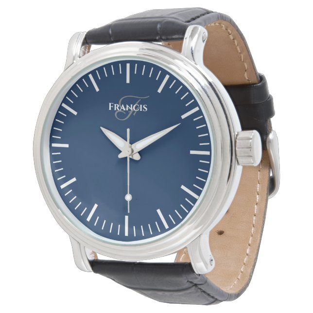 Relógio masculino com dial azul marinho e pulseira (Angular)
