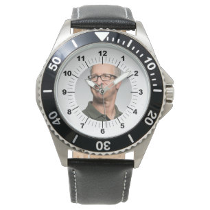 Relógio masculino - Personalizado - Couro preto