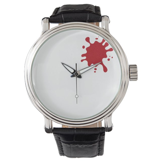 Relógio masculino vintage com respingo vermelho de (Frente)