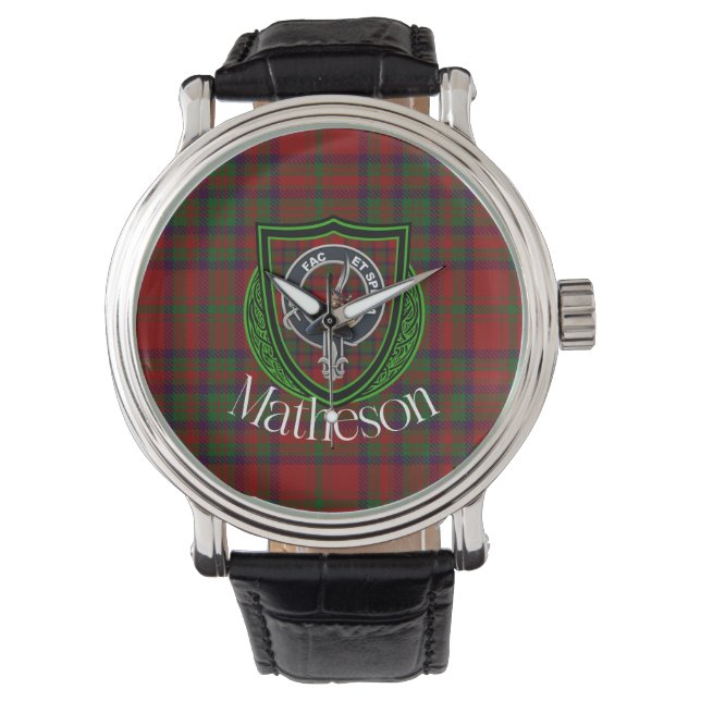 Relógio Matheson Scottish Clan Tartan & Crest (Frente)