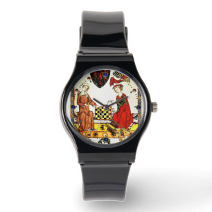 RELÓGIO MEDIEVAL JOGADORES DE XADREZ NO TRIBUNAL