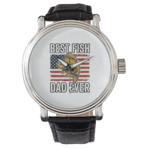 Relógio Melhor Pai de Peixe de Sempre Camisa Vintage Desig