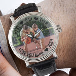 Relógio Melhor Pai já personalizado na Monitorização de Fo<br><div class="desc">Monitorização personalizada de fotografias - perfeita para o pai - mas é bem-vindo personalizar o texto como quiser. Carregue sua foto favorita e ela será exibida com uma cobertura de borda semiopaca, como base para a tipografia. A redação atual diz: "Best Angelilli Pai (Melhor pessoa)... Amo você mais (ou melhor)...</div>
