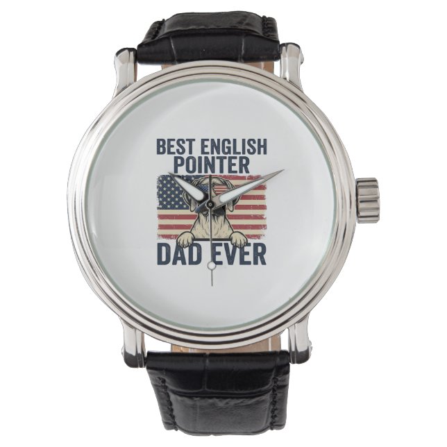 Relógio Melhor Pai Pointer Inglês Patriota de Sempre (Frente)