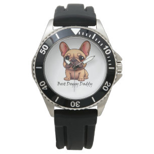 Relógio Melhor Papai Cachorrinho Bulldog Francês Pet Cacho